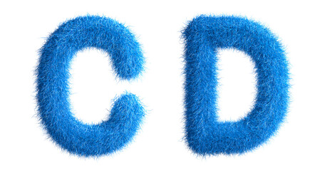 Alphabet made from fur, fur font, 3d alphabet. 3d illustration.