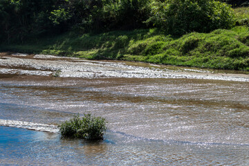 sand banks on a silted riverbed in Brazil