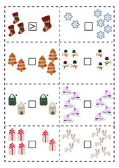 Printable Math Activities cards. Kindergarten Math Education. Homeschool Classroom Math Activity, Kids Counting Practice, Early Math Skills vector.