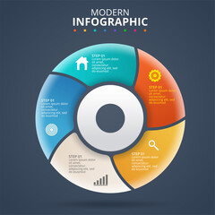 Fototapeta na wymiar Vector circle chart template for infographics