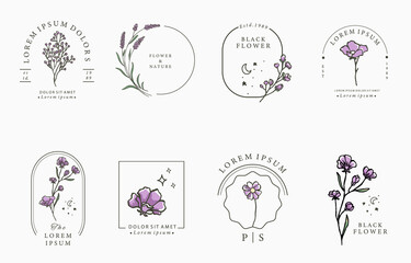 Beauty lavender collection.Vector illustration for icon,sticker,printable and tattoo © piixypeach