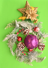 Colorful Christmas balls and decorative decorations for the Christmas tree 
