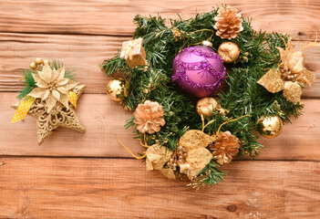 Colorful Christmas balls and decorative decorations for the Christmas tree 