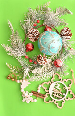 Colorful Christmas balls and decorative decorations for the Christmas tree 