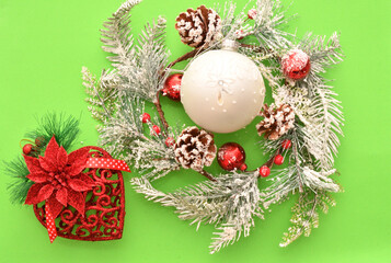 Colorful Christmas balls and decorative decorations for the Christmas tree 