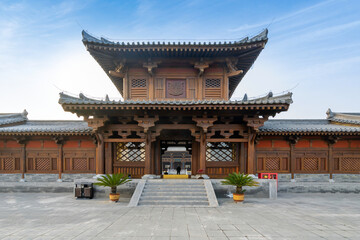 Obraz premium Ancient Chinese building loft and square, Taiyuan, Shanxi Province, China