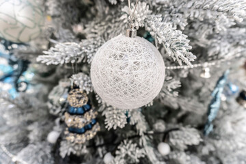 Happy New Year and Merry Christmas!  photo Toy Christmas balls on the Christmas tree