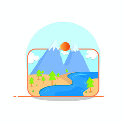 Display icon in a simple flat style. Landscape flat icon. summer season icon