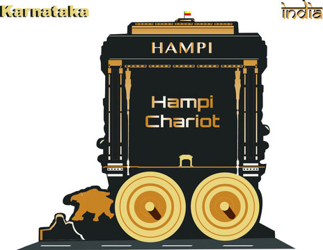 realistic vector of hampi chariot design for advertising banner with copy space, karnataka india