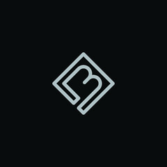 initial letter b minimal line box concept logo design vector