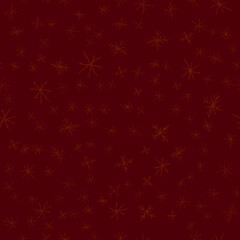 Fototapeta na wymiar Hand Drawn red Snowflakes Christmas Seamless Patte