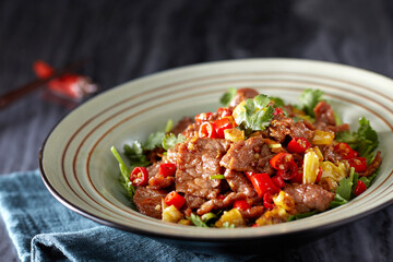 Delicious Chinese food, spicy fried beef