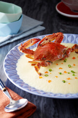 Delicious Chinese food, crab steamed egg
