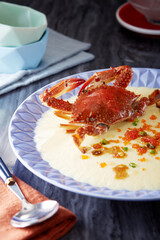 Delicious Chinese food, crab steamed egg