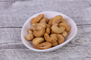 Cashew nuts heap in the bowl