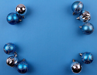 Blue background with Christmas balls