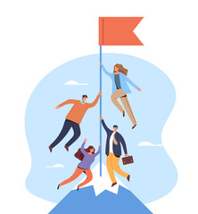 Fototapeta premium Teamwork goal target management office business concept. Vector flat graphic design illustration
