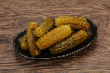 Pickled cucumbers in the plate