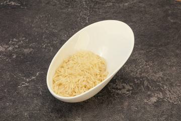 Raw basmati rice in the bowl