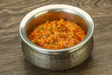 Traditional Georgian Kharcho soup with meat