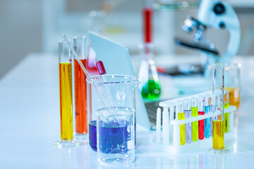 Laboratory Research - Scientific Glassware For Chemical Background