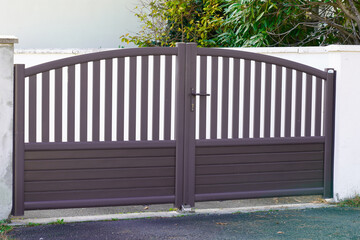 door metal brown driveway portal entrance gates house access garage in suburb