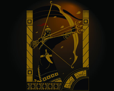 A vector illustration artwork of Indian ancient warrior Maharana Pratap.