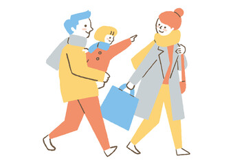 買い物帰りの家族