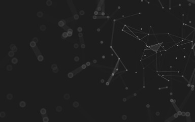 Abstract background. Molecules technology with polygonal shapes, connecting dots and lines. Connection structure. Big data visualization.