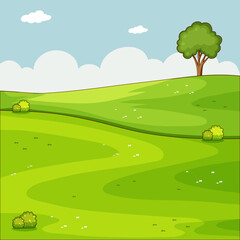 Obraz premium Empty green nature scene with a tree