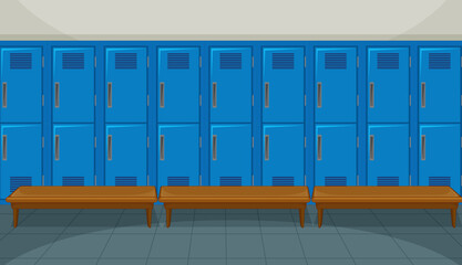 Sport changing room with locker background
