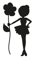 Silhouette fairy character on white background