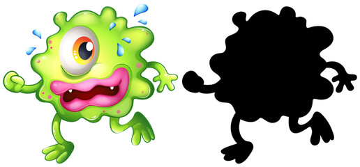 Fototapeta premium Monster with its silhouette on white background
