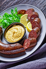 Blutwurst or german blood sausage on a plate