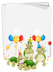 Paper template with cute animals in party theme