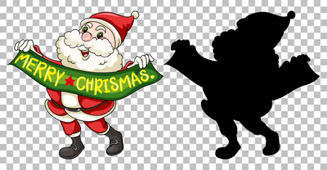 Santa holding merry christmas banner
