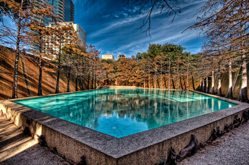 Fototapeta Water Gardens in the city of Fort Worth. in Fort Worth Texas USA obraz
