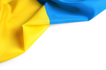 National flag of Ukraine on white background, closeup
