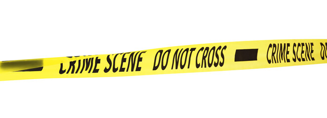 Yellow crime scene tape isolated on white