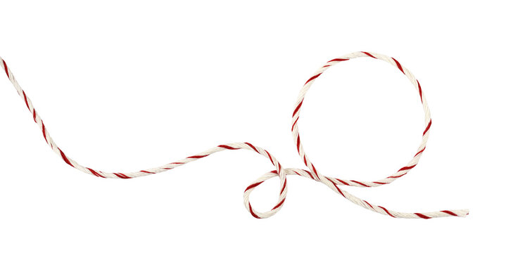 Red and white twine string into a long ball Stock Image #252966516