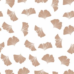 Floral seamless background with beige ginkgo biloba leaves. Background can be used for wallpaper, pattern fills, textile, web page background, surface textures. 