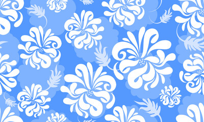 Fototapeta na wymiar Floral seamless pattern with white chrysanthemum.vector illustration.