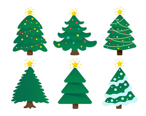 Christmas tree design decorated with colorful ball and star on top.
