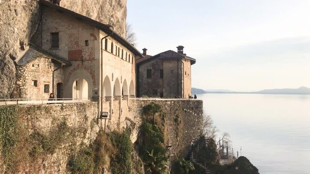 4K Timelapse, Hermitage Of Santa Caterina Del Sasso, Varese, Lombardy, Italy
