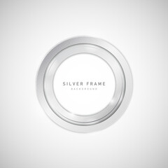 Abstract silver metal of circle frame design with halftone and glare design element. illustration vector eps10