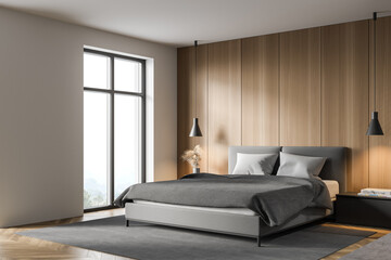 White and wooden master bedroom corner