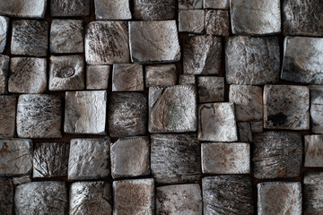 Close up of dry wood or coconut bract  for decoration, background.