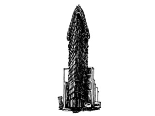 The Flatiron Building sketch style image
freehand vector illustration on white background 