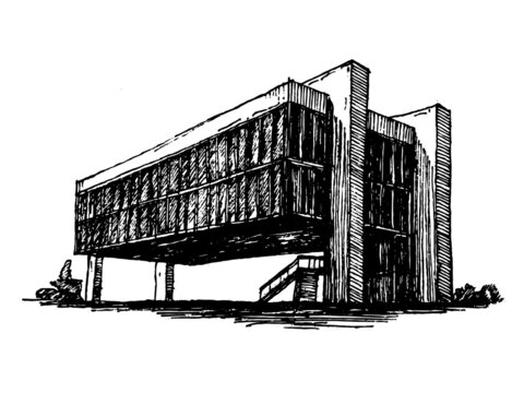 Museum of Art sketch style vector image 
freehand architecture illustration 