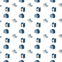 Seamless square isometric background. Banner for web design, cover, paper for packaging. Abstract geometric illustration for social networks with different shapes. Vintage poster in boho style.